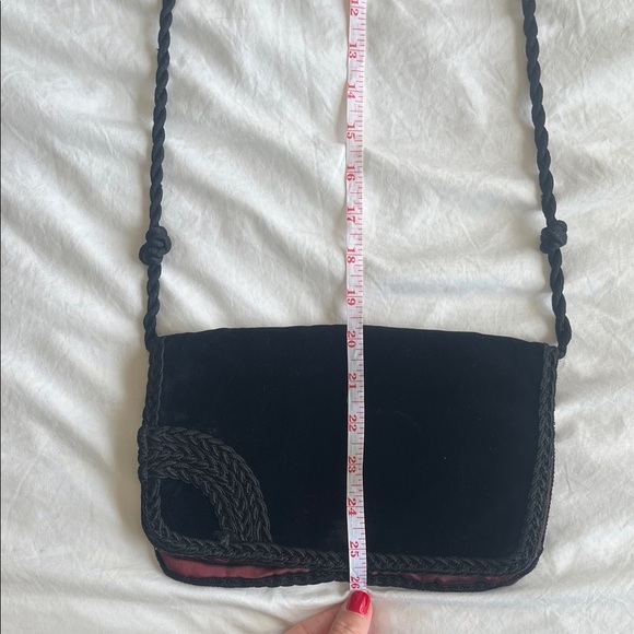 Vintage Black Velvet Evening Bag Made in Italy for Sears 50s/60s Braided Trim - Picture 9 of 11